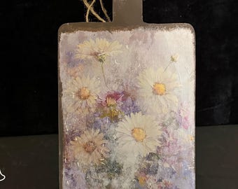 Cottage Garden Floral Paddle Board Decor | Lavender Daisy Wall Hanging | French Country Botanical Art | Shabby Chic Farmhouse Deco