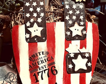 Patriotic Wooden Decor | Rustic American Flag Sign | 4th of July Farmhouse Decor | USA Independence Day Wood Art | Primitive Americana Decor