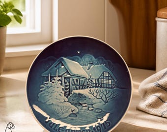 Vintage 1975 B&G Copenhagen Christmas Plate Christmas at the Old Water-Mill Denmark