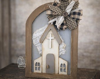 Rustic Church Wall Decor | Christian Farmhouse Decor | Handmade Church Sign | Faith Home Decor | Hymn Sheet Christian Art | Religious Decor