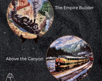 Vintage 1991 Hamilton Railroad Plates Set of 2 Ted Xaras Above the Canyon Empire Builder Train Plates