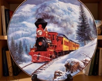 Vintage 1996 Ted Xaras Steam in the High Sierras Railroad Plate Hamilton Collection Train Decor