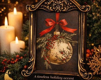 Vintage Style Christmas Framed Sign | Old World Holiday Mantel Decor