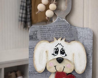 Rustic Puppy Wood Sign | Cute as a Button Heart Shelf Sitter | Farmhouse Pet Lover Gift