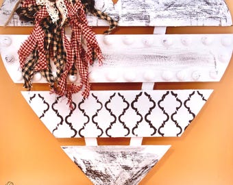 Handmade Rustic Heart Door Hanger | Farmhouse Spring Wall Decor | Primitive Wood Heart Sign | Country Home Decor | JMR's Worlds