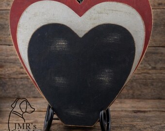 Rustic Layered Wooden Heart Decor | Farmhouse Primitive Heart Shelf Sitters | Valentine Farmhouse Decor | Handmade Distressed Wood Hearts