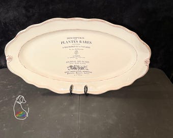French Country Botanical Decorative Platter | Plantes Rares French Garden Transfer | Vintage Inspired Cottage Wall Decor