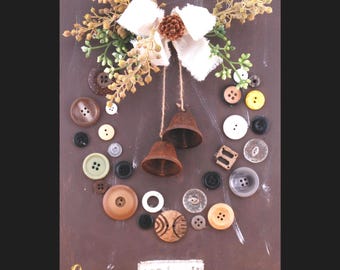 Handmade Rustic "Goodwill" Button Wreath Wall Decor