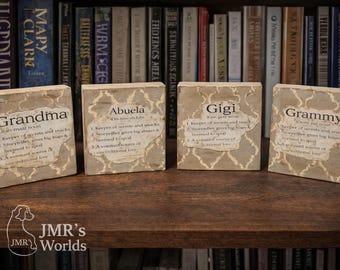 Grandma Name Wood Block Signs Set | Grandma Abuela Gigi Grammy Memaw Nana Decor | Farmhouse Gift for Grandmother