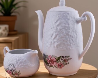 Vintage Royal Cauldon Bristol Ironstone Woodstock Coffee Pot & Creamer | Made in England