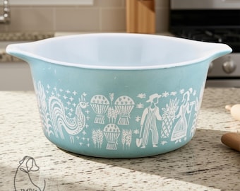 Vintage Pyrex 473 Turquoise Butterprint Casserole Dish | Amish Butterprint Pyrex | No Lid | Vintage Kitchen