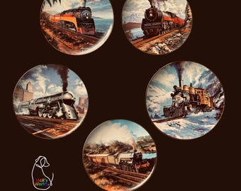 Royal Doulton Railroad Collector Plates Set of 5 Nicolas Trudgian Fine Bone China Vintage Train Plates