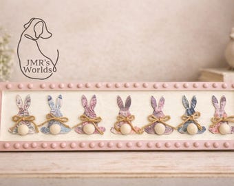 Handmade Bunny Tray Decor | Spring Farmhouse Bunny Sign | Easter Shelf or Wall Decor | Neutral Rustic Home Decor