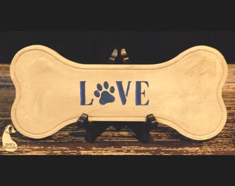 Rustic Dog Bone Sign | Handmade Wood Decor | Dog Lover Gift | Farmhouse Pet Decor | Happiness or Love Sign