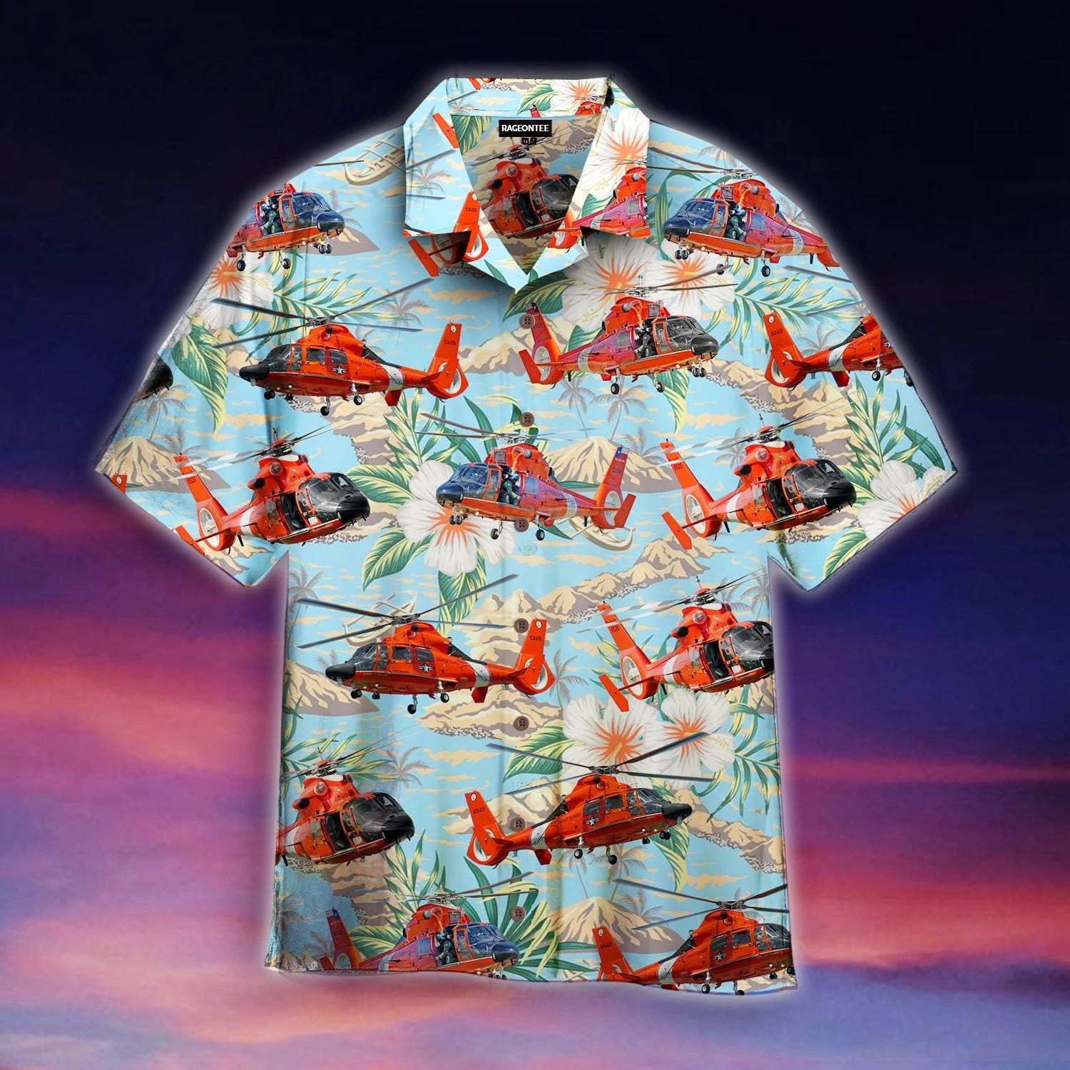 Discover Rescue Helicopter Hawaiian Shirt, Coast Guard Tropical Aloha Tee, Search and Rescue Unisex Summer Shirt