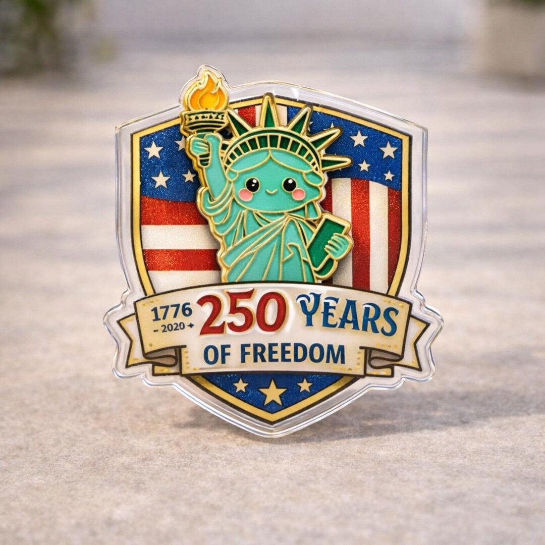 Freedom Pin Cute Statue of Liberty 250 Years Acrylic Pin – USA Patriotic Chibi ...