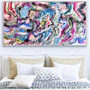 60"x32"colorful abstract painting nice original abstract art on canvas by  Jolina Anthony