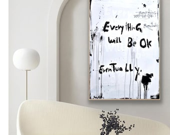 Large Abstract Painting, White Creme Art by Jolina Anthony