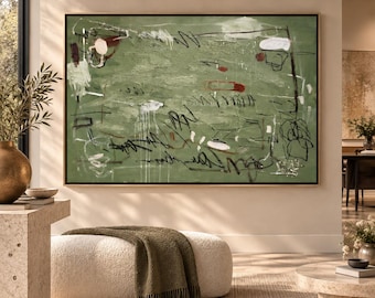 Large Green Abstract Painting 54x40 Textured Abstract Wall Art Original Contemporary Artwork Modern Green Art Custom Painting, Statement Art