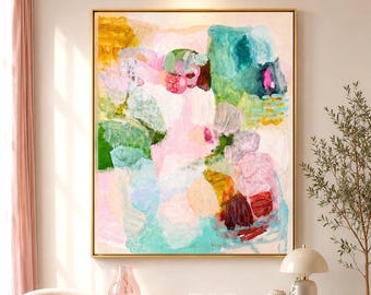 J. Anthony rosa Large Original Abstract Oil Painting / rosa Painting / Colorful Acrylic Canvas Art /Oversize  Painting /Contemporary Art