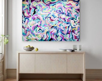 38"original colorful    abstract painting  by Jolina Anthony