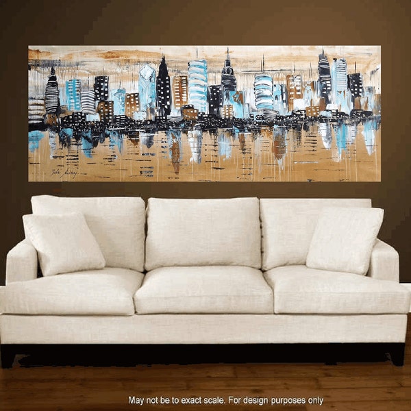 72"xxl City large abstract painting original  free shipping, from jolina anthony signet  express shipping