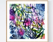 12"colorful  tropical   abstract   painting  nice water color  jolina anthony abstract art