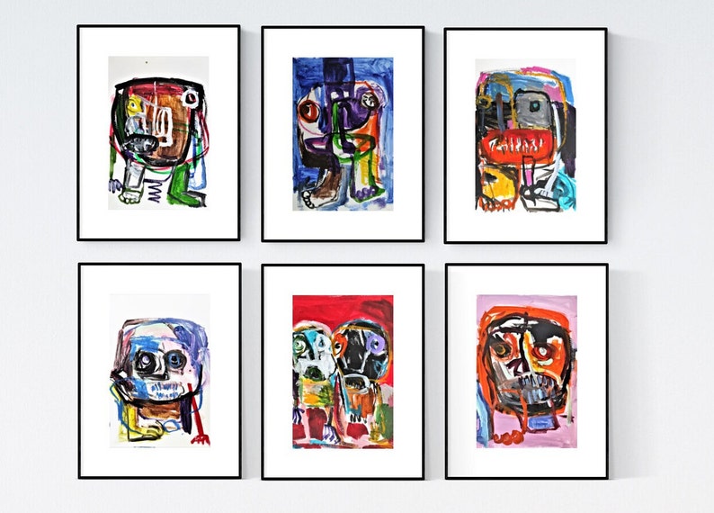 freak show set of 6 Abstract Painting nice acrylic painting by Joilina Anthony image 1