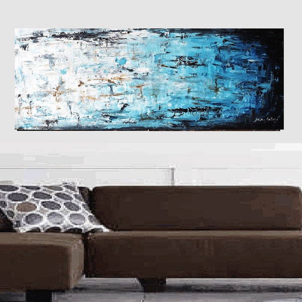 72"xxl large abstract creme,turquoise,,white painting original  free shipping, from jolina anthony signet  express shipping