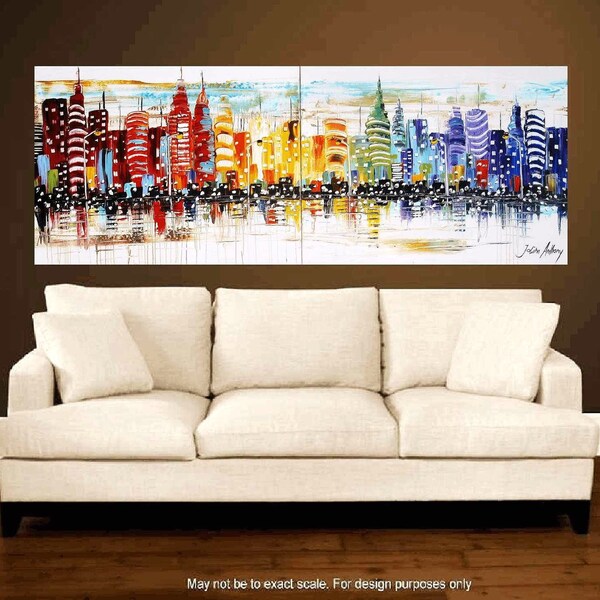 original 72" ready to hang palette knife  abstract large painting from jolina anthony super fast express delivery made to order