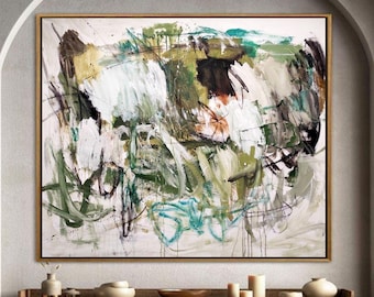 48" green abstract painting nice original abstract art on canvas by  Jolina Anthony