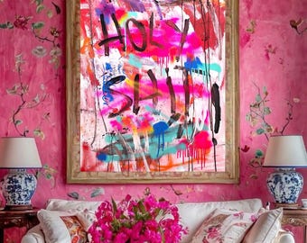 original Abstract painting /pink and rosa for living room   Oil Painting on Canvas by Jolina Anthony