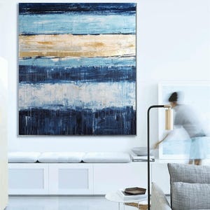 blue crem abstract painting huge large original painting nice oil painting blue acrylic painting