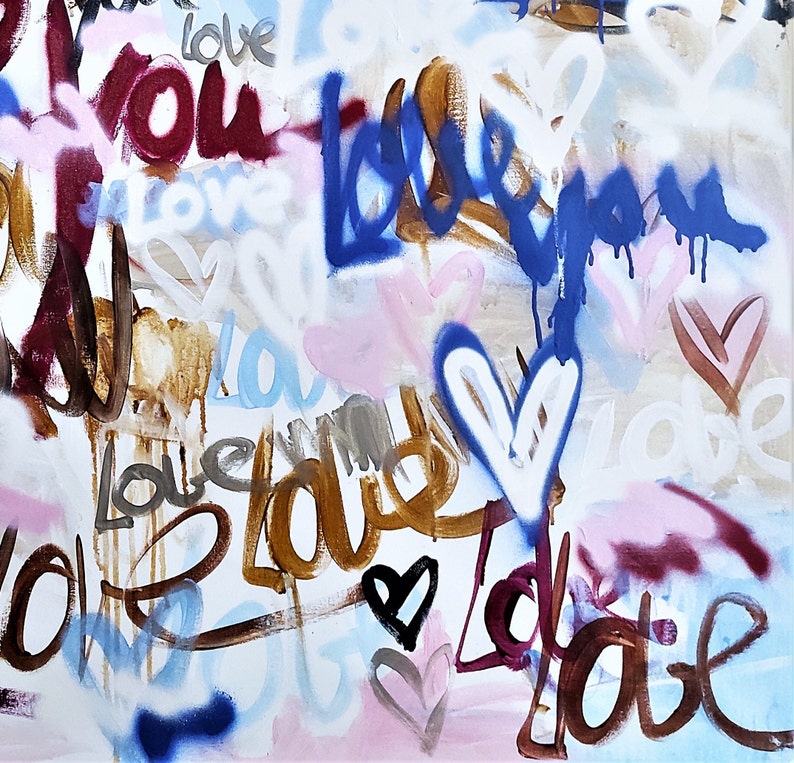 LOVE LOVE Painting on Canvas Original Wall Art Love Etsy