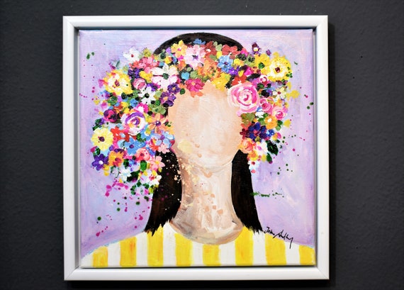 framed painting flower girl  Acrylic painting  by jolina anthony