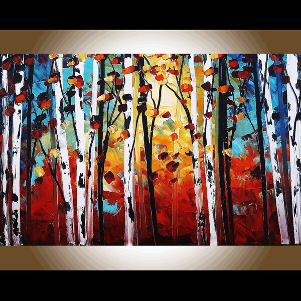40"original painting birch garden landscape painting textured painting from jolina anthony free and fast shipping