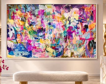 pop art original Abstract painting colorful acrylic and spray for living room   Oil Painting on Canvas by Jolina Anthony