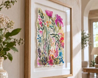 Hand Painted  water color paper cut Wall Art,  Framed ,ready to hang  Jolina Anthony, One of a Kind