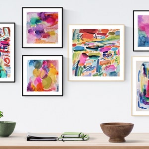 set of 6 original painting water color and drawing   wall decor  nice  abstract art  nice oil painting jolina anthony oil painting