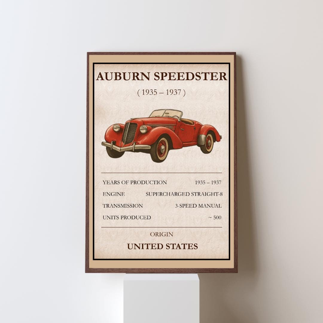 Auburn Speedster Illustration | Pre-war American Car Poster ...