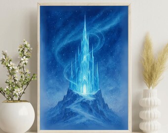 Póster de Castillo de Hielo Mágico / Arte mural de Fortaleza de Cristal de Fantasía