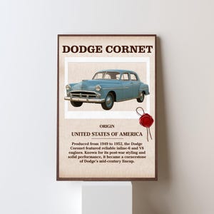 Dodge Cornet | Old Money | Vintage | Car Poster | Old Money Aesthetic | Work From Home | Office Decor | Wall Art | Old Magazines