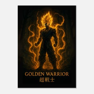Poster della trasformazione di Golden Warrior: arte fantasy ispirata agli anime immagine 7