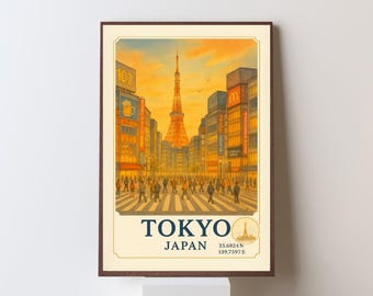 Konsttryck från Tokyo Tower: Japansk vintageaffisch