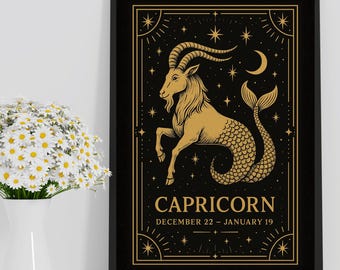 Capricorn Zodiac Wall Art – Capricorn Print | Astrology Sign Poster | Horoscope Home Decor | Capricorn Gift | Modern Zodiac Artwork