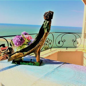 Reclaimed Driftwood Sculpture, Coastal Home Decor, Rustic Wall Art, Handmade Nautical Beach, House Unique Artwork Driftwood Top table.
