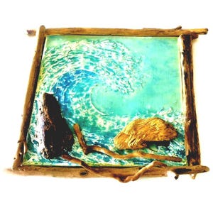 Abstract Driftwood Wall Art, Natural Wooden Wall Sculpture for Nautical, Coastal, Rustic Beach House Decoration