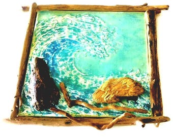 Handmade Driftwood Wall Sculpture: Coastal Beach House Decor