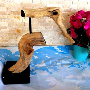 Unique Coastal Driftwood Sculpture, Rustic Wall Art, Handmade Nautical Natural Wood, Beach House Decoration,  Driftwood Table Sculpture