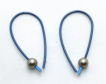 Niobium Hoops - niobium earrings - wire earrings - simple minimal - nickel free - sensitive ears - choose color - pearl hoops - small hoops